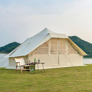 UNISTRENGH Waterproof Pop Up Cotton Inflatable Tent Outdoor 5-8 People Thickened Rainproof Camping Tent Large Space Roof Tent