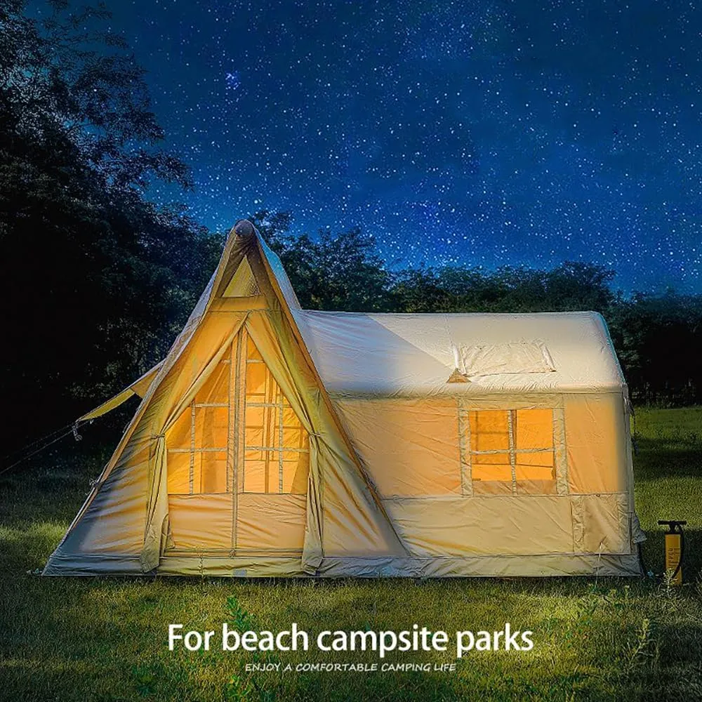 UNISTRENGH Waterproof Pop Up Cotton Inflatable Tent Outdoor 5-8 People Thickened Rainproof Camping Tent Large Space Roof Tent