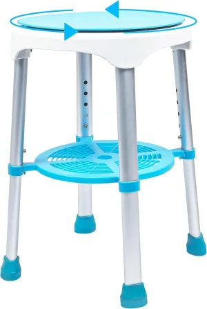 UNLICON-360° Rotating Shower Chair, Adjustable Swivel Shower Stool Tub Chair and Bathtub Seat Bench with Anti-Slip Rubber Tips and Storage for Safety and Stability