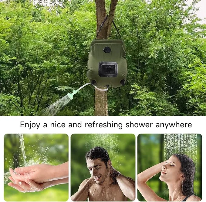 Unniweei Solar Portable Shower Bag, 5 Gal/20L Solar Heating Camping Shower Bag with Removable Hose&On-Off Switchable Shower Head, Compact Camping Shower for Camping, Hiking, Traveling, Beach Swimming