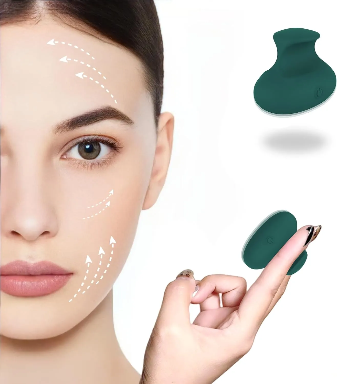 Upgrade Mini Face & Eye Massager, Handhold Waterproof Rechargeable Portable Powerful Cordless Skin Care Massage Tool, Eyestrain Relief and Facial Muscle Tension Massage Balls (Green)