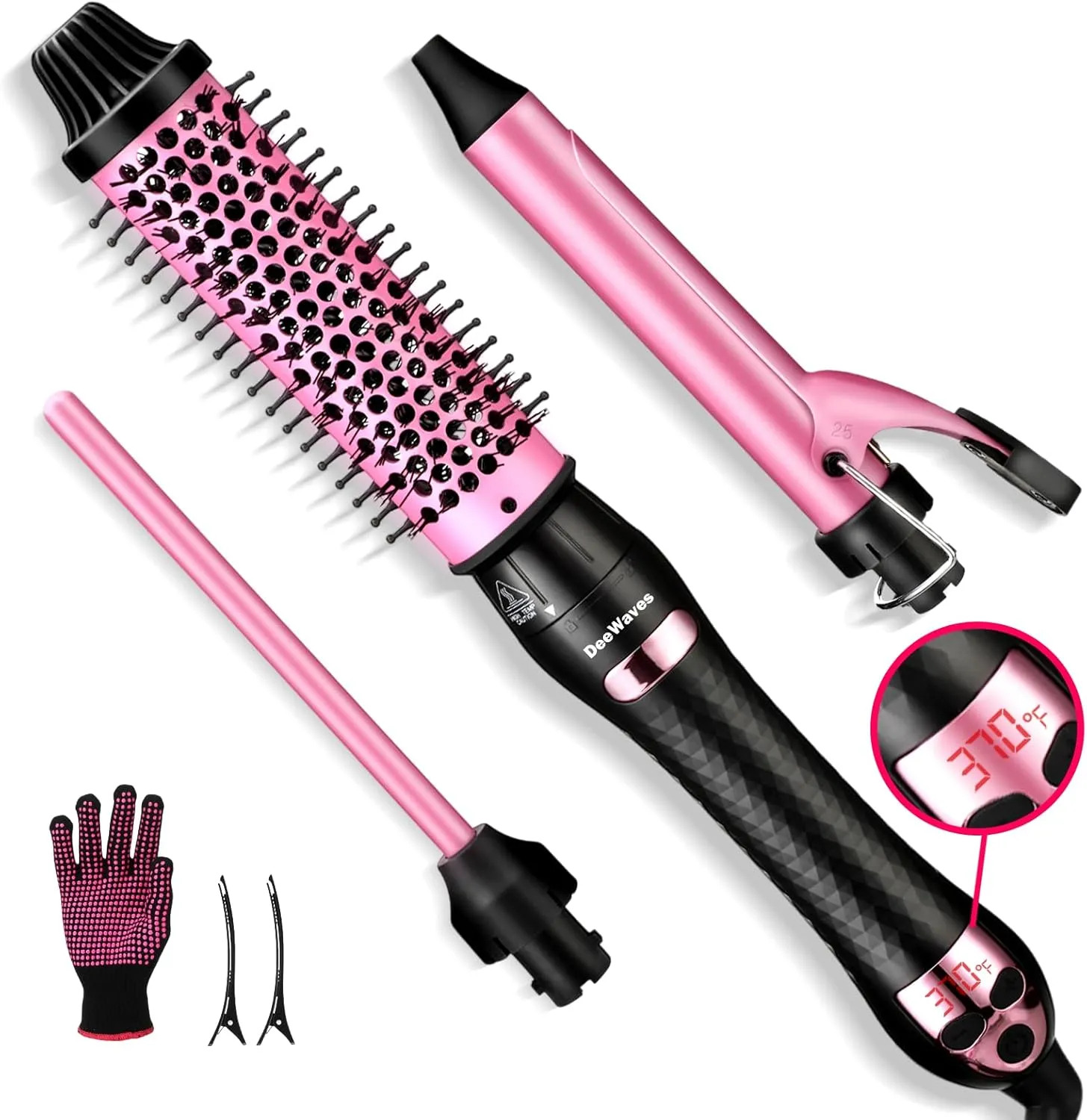 Upgraded Thermal Brush 1.5 Inch for Travel, Heated Round Brush for Blowout Look, Dual Voltage, LED Display, 7 Temp Setting, Detachable Heated,Tourmaline Ceramic