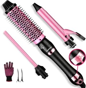 Upgraded Thermal Brush 1.5 Inch for Travel, Heated Round Brush for Blowout Look, Dual Voltage, LED Display, 7 Temp Setting, Detachable Heated,Tourmaline Ceramic