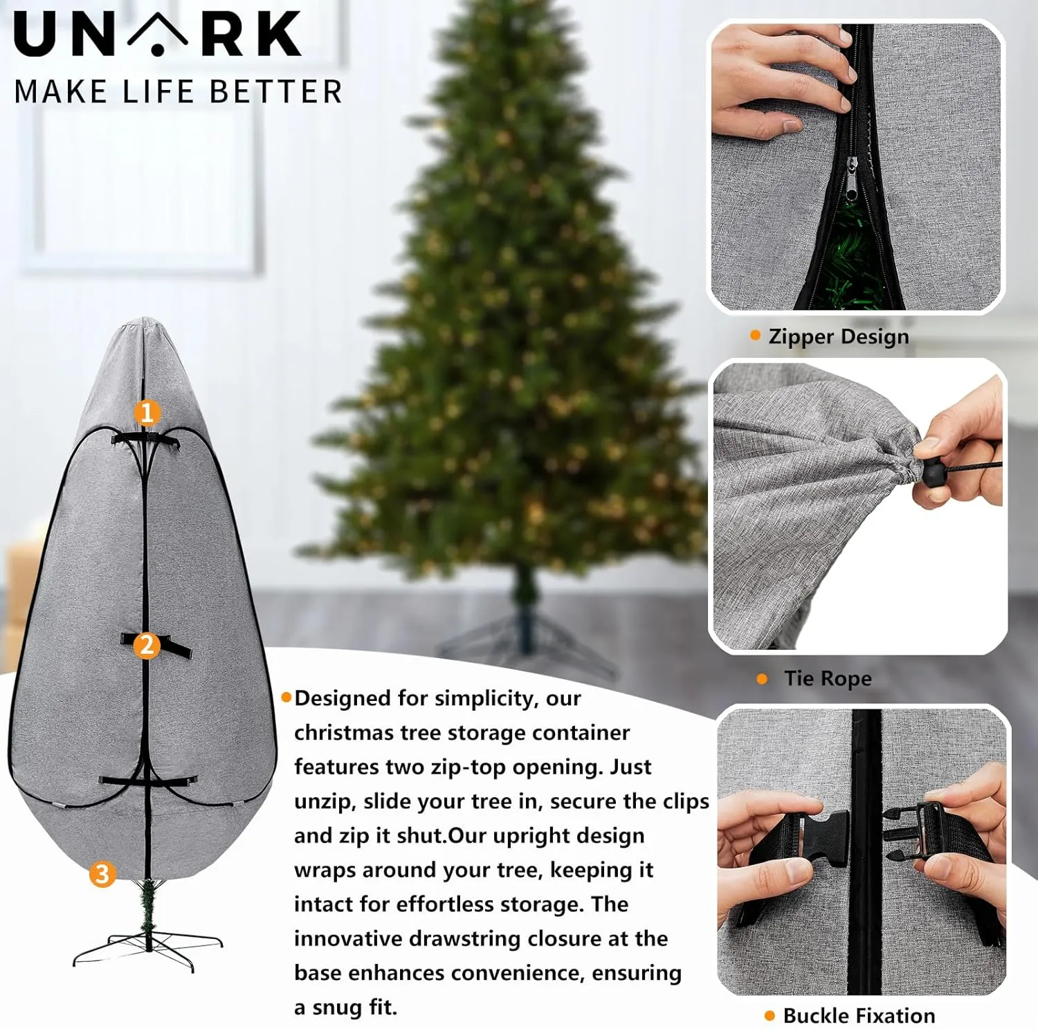Upright Christmas Tree Storage Bag 7 Ft, Christmas Tree Cover for Upright Storage Fit 7 Ft, 7FT Christmas Tree Storage Bag