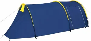 [US Direct] Waterproof Camping Tent 2~4 Persons Tunnel Tent for Camping Hiking Travel Fibreglass Poles Blue & Yellow