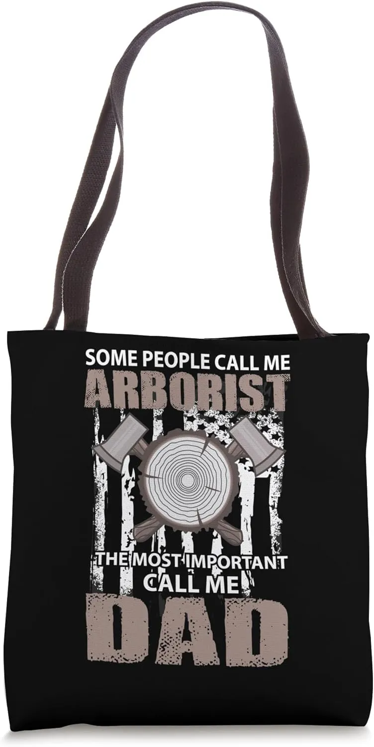 US Flag American Logger Woodworker Chainsaw Arborist Dad Tote Bag