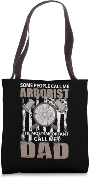 US Flag American Logger Woodworker Chainsaw Arborist Dad Tote Bag