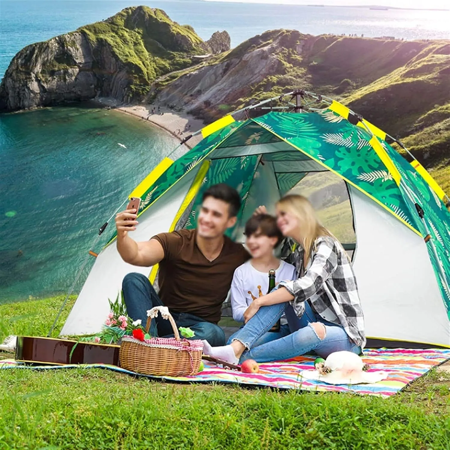 VejiA Tent Waterproof Anti- Tent Automatic Quick Setup Family Tent Outdoor Camping Tent able Tents Two Layer Tents Sunshade Outdoor