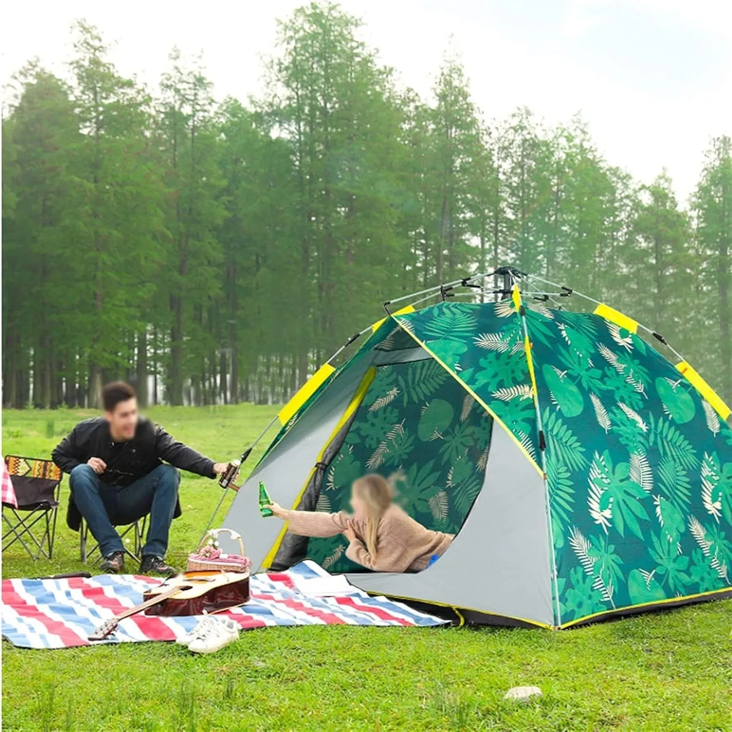 VejiA Tent Waterproof Anti- Tent Automatic Quick Setup Family Tent Outdoor Camping Tent able Tents Two Layer Tents Sunshade Outdoor