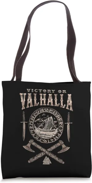 Victory or Valhalla - Viking Ship Illustration Gift Tote Bag
