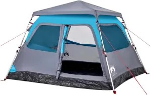 vidaXL Camping Tent Dome 4-Person, Garden Shelter, Portable Canopy for Outdoor Patio Hiking, Foldable Dome Tent, Blue Quick Release