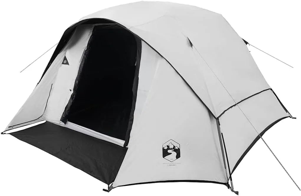 vidaXL Family Tent Cabin 6-Person White Blackout Fabric Waterproof