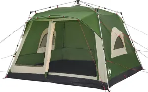 vidaXL Family Tent Cabin 7-Person, Outdoor Shelter, Garden Camping Tent for Festival Hiking, Lightweight Tent, Green Quick Release