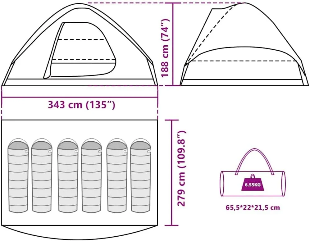 vidaXL Family Tent Dome Camping Shelter Utility Tent Blackout Fabric Waterproof