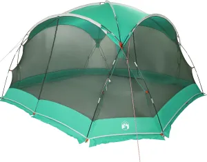 vidaXL Large Sea Green Round Outdoor Tent for 4 People Waterproof Camping Shelter with Carrying Bag and Ground Anchors Family Collapsible UV Resistant Polyester