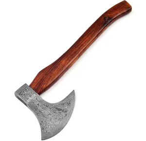 Viking Axe, Handmade 18-in Battle Axe, Damascus Steel 6×6.5 - Wood Handle - Camping, Hunting, Survival, Outdoor, Real Axe for Man, Unique Gift for Man, Home and Garden