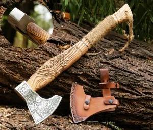 Viking Axe Real - Hatchet Throwing Splitting Viking Camping Battle Tactical Camp Axes & hatchets Bearded Hand Combat Real Blade hewing Weapons Forest war Wooden ax Men Hunting Cool Outdoor Axe