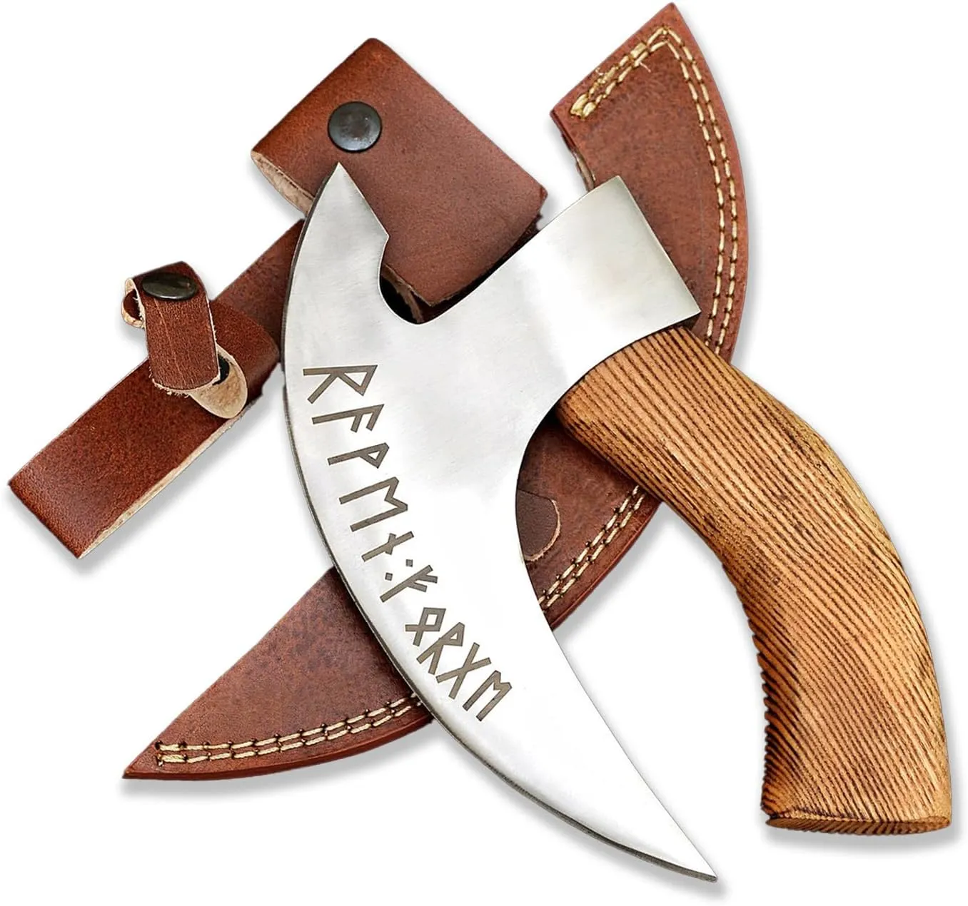 Viking Pizza Cutter Axe, Viking Slicing Pizza Cutter, Viking Pizza Axe Carbon Steel Head Engraved Runes, Handmade Pizza Cutting Axe, Viking Bearded Pizza Slicer with Ashwood Handle