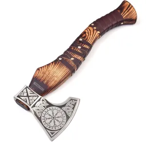 Viking Ranger Axe, 45.7-CM Long' Battle Axe, Handmade Carbon Steel 5.5×5 Blade, Functional Axe' Engraving, Prefect Gift Option, Camping Hunting, Home and Garden
