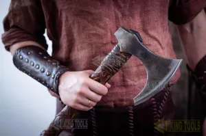 [VIKING TOOLS]-Custom Handmade, Vikings – Axe of Ragnar Lothbrok – Battle Ready Handforged Viking Axe 'Ragnar' Replica Viking Battle Axes - Bearded, Norse, Throwing Authentic Medieval Viking Axe