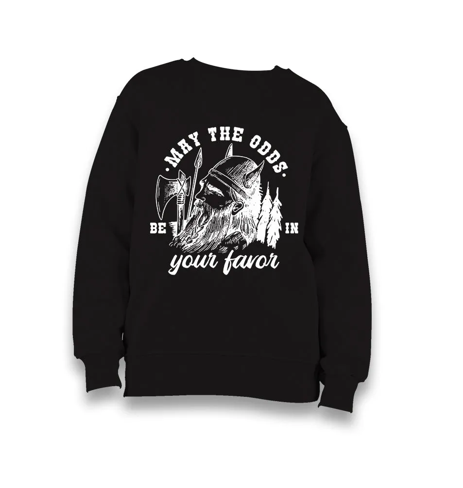 Viking Warrior Axe and Helmet Kid's Black Sweatshirt