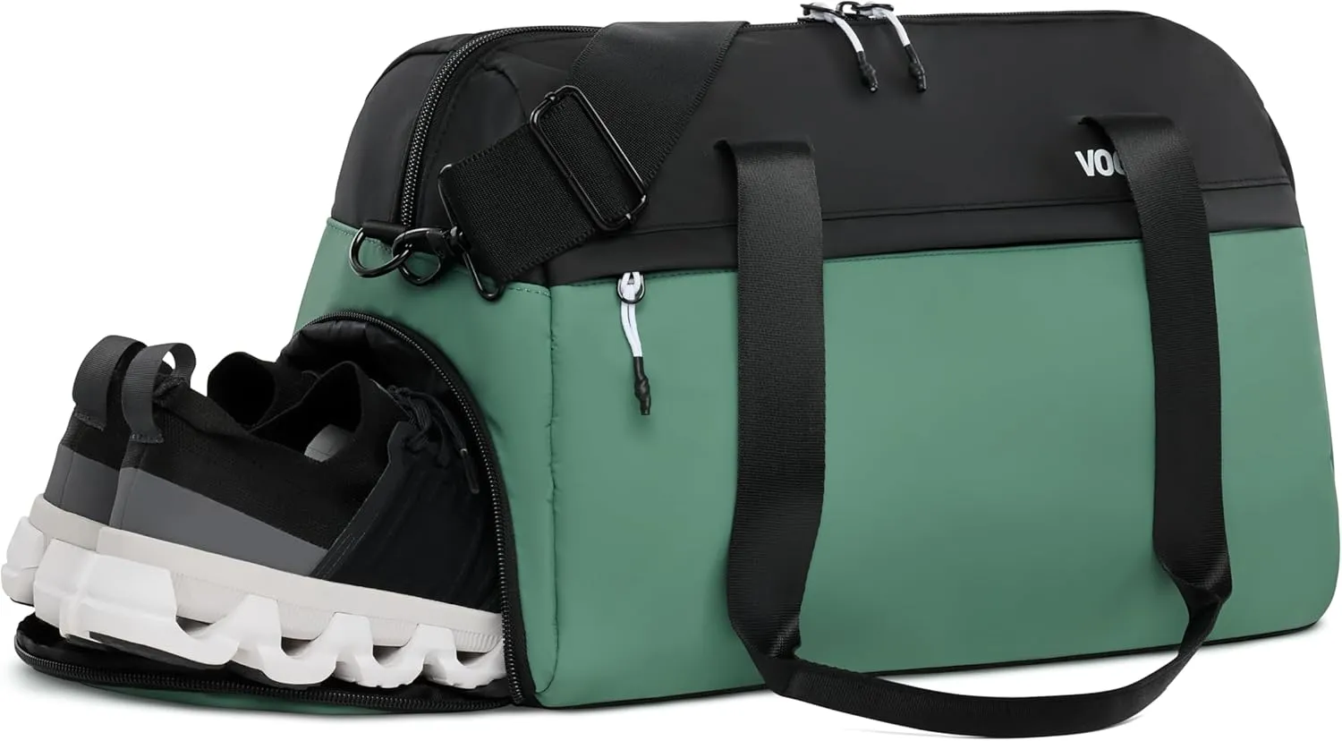 Vooray 25L Trainer Duffel Bag, Sage – Lightweight Travel and Gym Bag with Shoe Pocket, Weekender for Women and Men, Ideal for Overnight, Football, Hospital, and Workouts