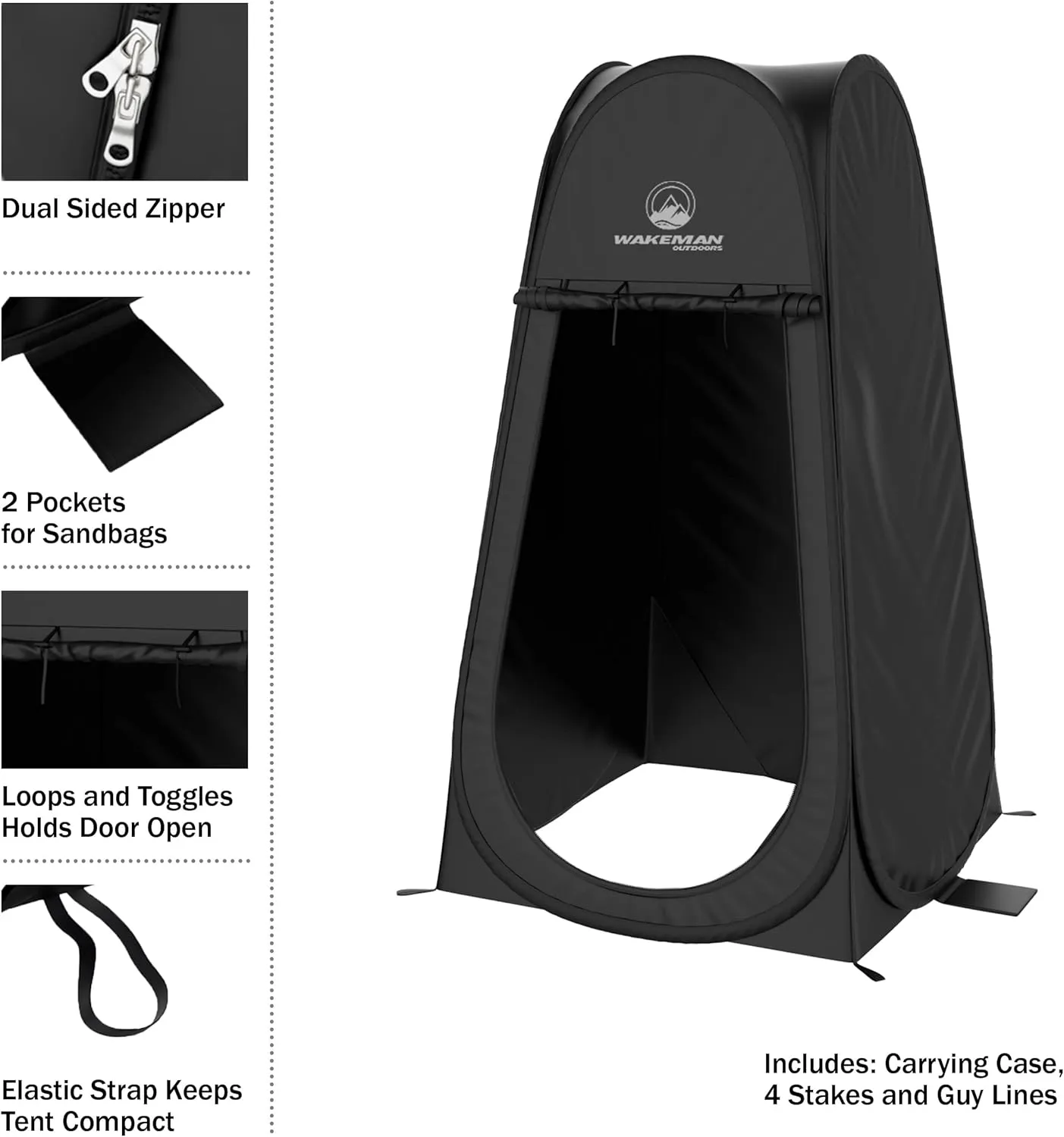 Wakeman Tents 2-Person Tent with Removable Rain Fly and Carry Bag - Includes Pop-Up Privacy Tent, Dressing Room, or Portable Shower - Camping Gear by Wakeman