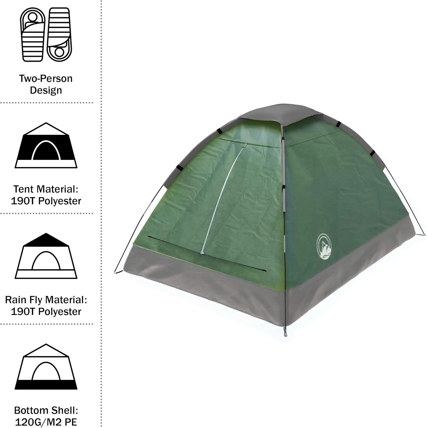 Wakeman Tents 2-Person Tent with Removable Rain Fly and Carry Bag - Includes Pop-Up Privacy Tent, Dressing Room, or Portable Shower - Camping Gear by Wakeman