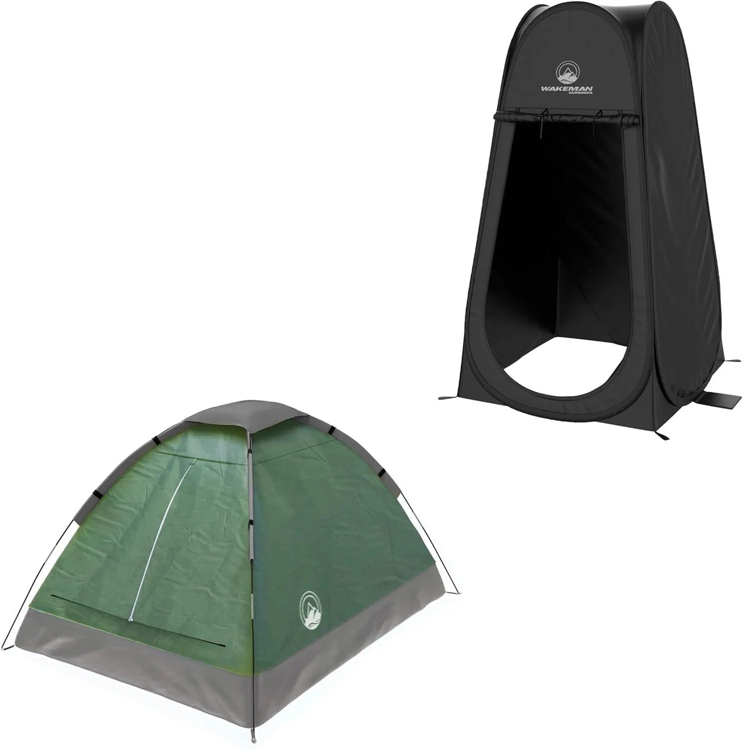 Wakeman Tents 2-Person Tent with Removable Rain Fly and Carry Bag - Includes Pop-Up Privacy Tent, Dressing Room, or Portable Shower - Camping Gear by Wakeman