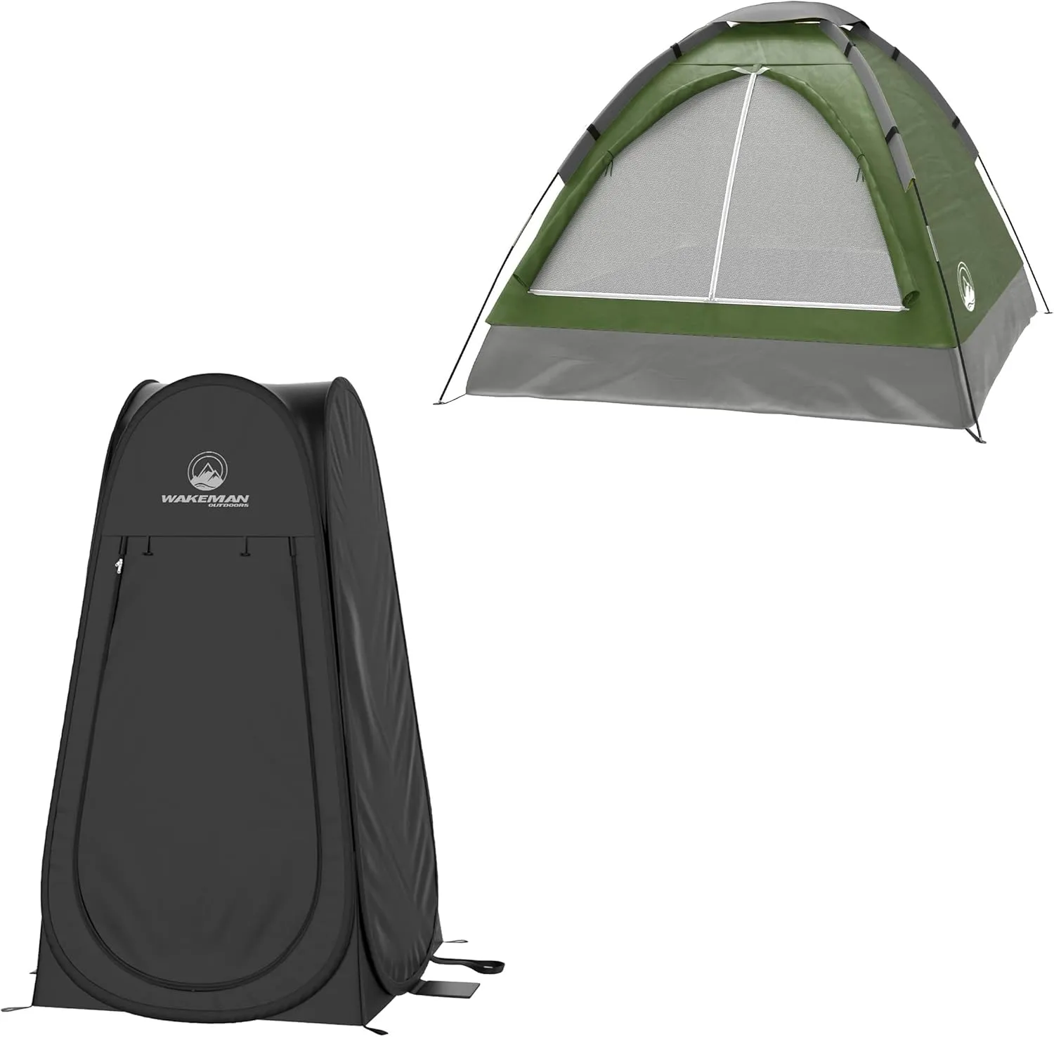 Wakeman Tents 2-Person Tent with Removable Rain Fly and Carry Bag - Includes Pop-Up Privacy Tent, Dressing Room, or Portable Shower - Camping Gear by Wakeman