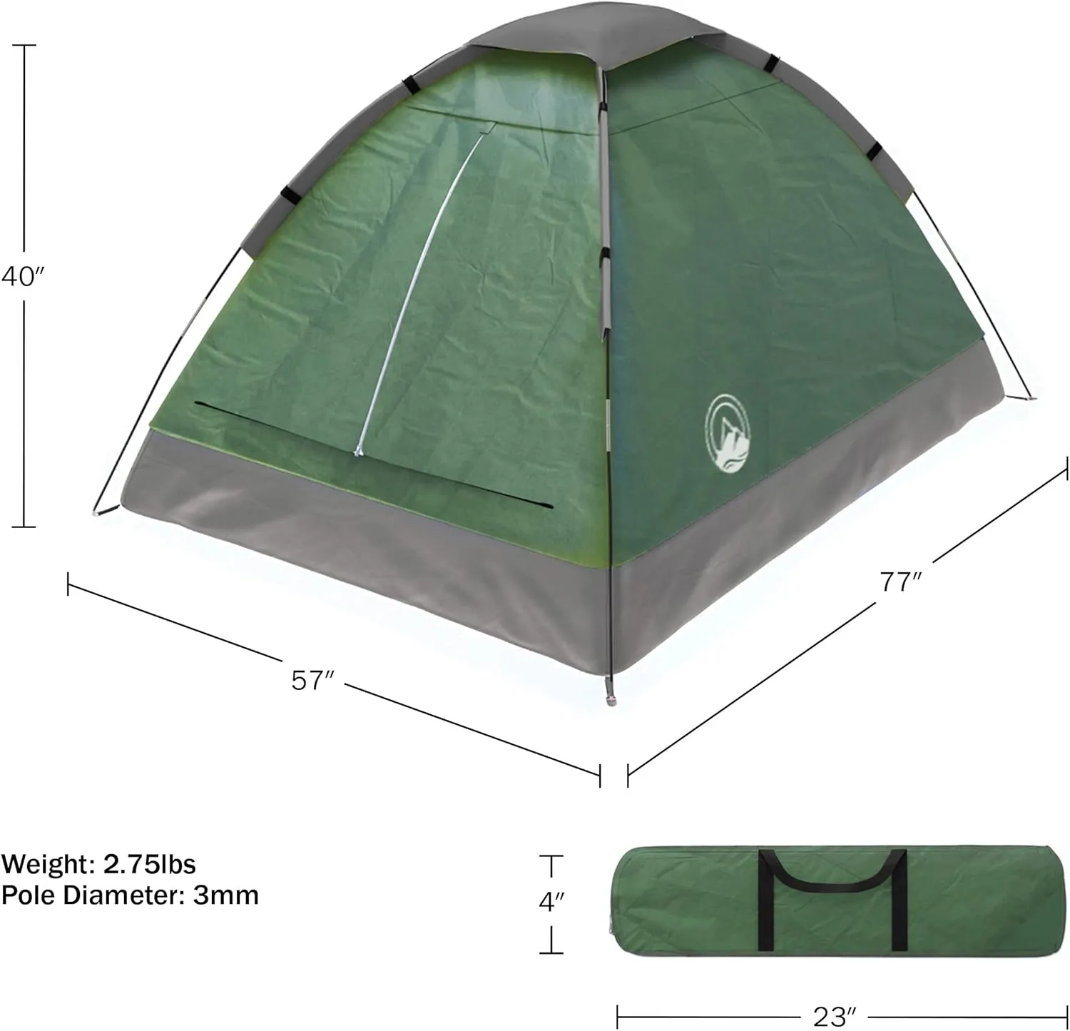 Wakeman Tents 2-Person Tent with Removable Rain Fly and Carry Bag - Includes Pop-Up Privacy Tent, Dressing Room, or Portable Shower - Camping Gear by Wakeman