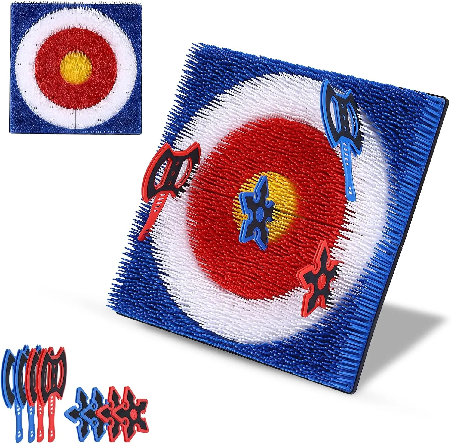 Wall-Mounted Axe Throwing Game for Backyard, Axe Throwing Game for Kids and Adults, Safe Bristle Target with 8 Axe Throwing, Perfect for Outdoor Games, Playrooms, Boys Rooms