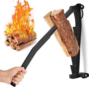 Wall Mounted Kindling Splitter for Wood, Portable Metal Manual Fire Wood Kindling Splitter, Hand Sturdy Firewood Cutter, Heavy Duty Firewood Log Splitter Crackers Wedge for Indoor or Outdoor