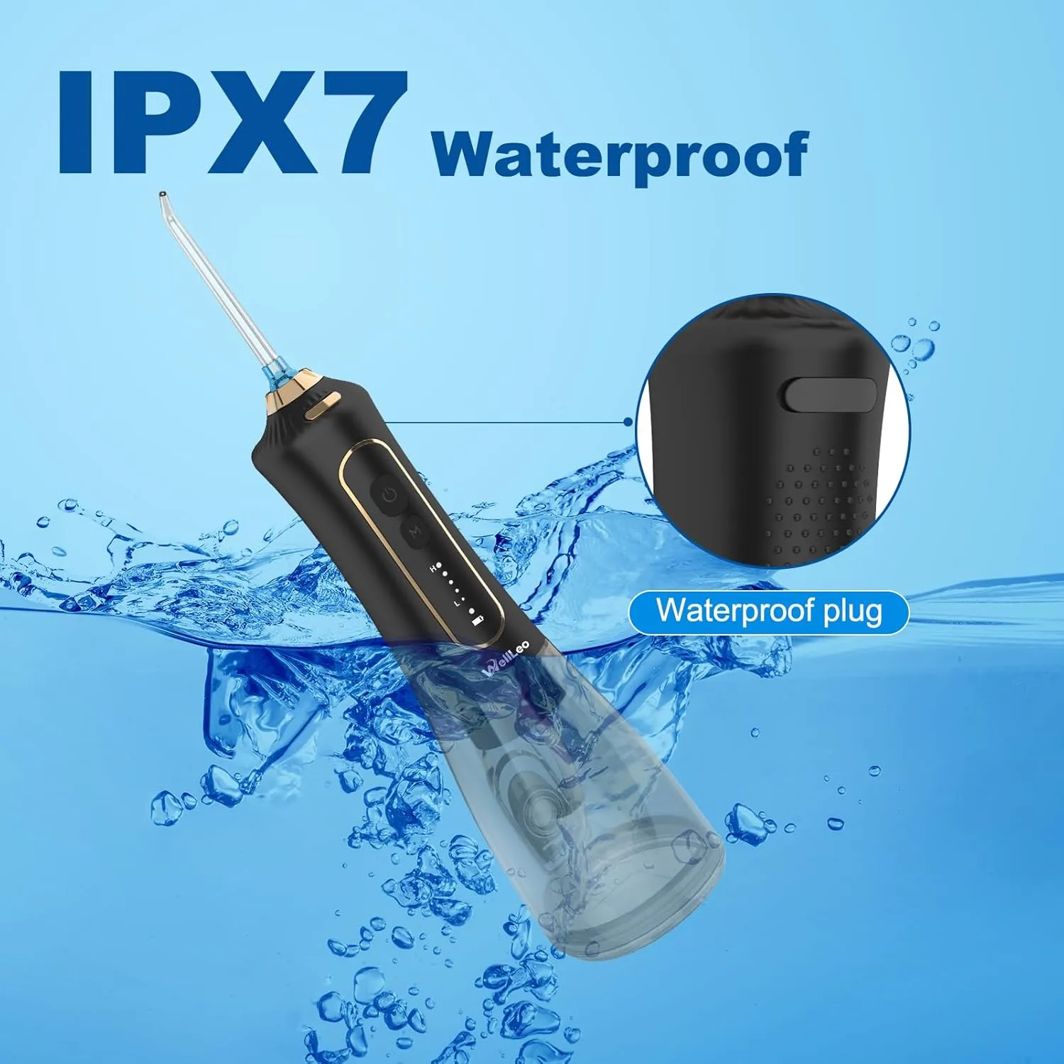 Water Flosser for Teeth, 300ML Cordless Oral Irrigator Rechargeable Dental Flosser Picks with 5 Modes 5 Jet Tips,IPX7 Waterproof Teeth Cleaner for Braces Gum Care, Home Travel Use