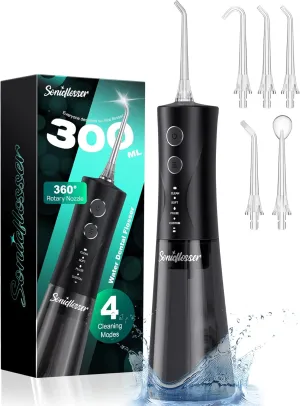 Water Flosser for Teeth Cleaning Pick: Portable Cordless Water Dental Pik 300ML Rechargeable Oral Irrigator IPX7 Waterproof Floss Piks Travel Flossers Deep Flossing Dental Gum Care for Home Shower
