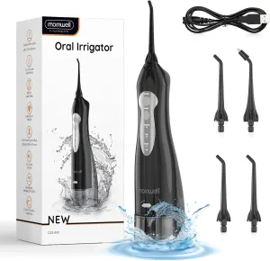 Water Flosser, Mornwell Water Flossers for Teeth - 330ML Tank USB Rechargeable Dental Flosser, IPX7 Waterproof 3 Modes & 4 Jet Tips Portable Dental Oral Irrigator,Professional Water Flosser