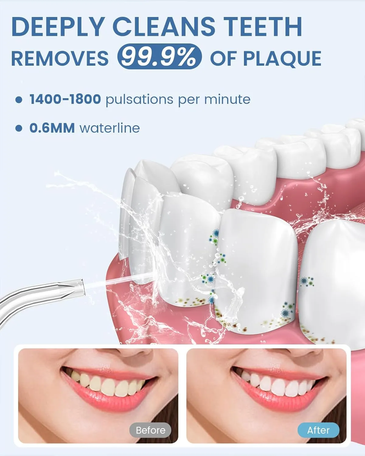 Water Flosser Teeth Pick: 9 Jet Tips Cordless Oral Irrigator with 300ML, 5 Modes Portable Power Dental Flossers, IPX7 Waterproof Rechargeable Electric Waterflosser Machine for Home Travel, Black