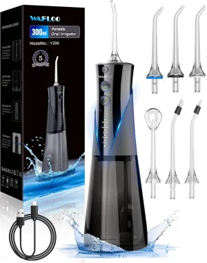 Water Flossers for Teeth - 5 Modes, 6 Flossing Tips, Rechargeable Cordless Portable 300ML Larger Tank Electric Waterflosser Cleaner IPX7 Waterproof Floss Cleaning Teeth Pick for Home Travel