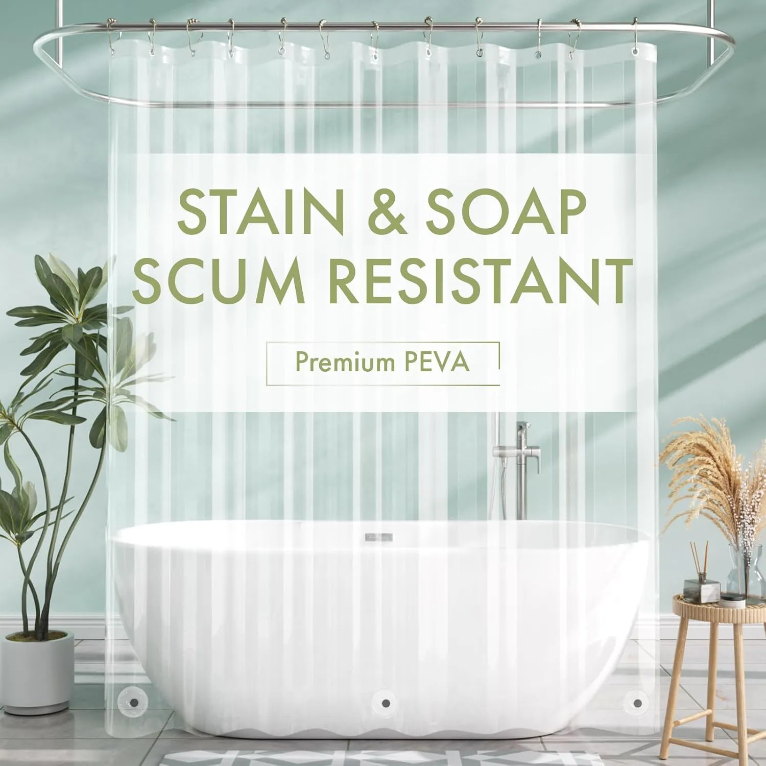 Waterproof 72x72 Clear PEVA Shower Curtain