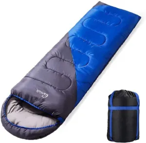 Waterproof & Lightweight Portable Sleeping Bag Blue/Grey for Camping Hiking and Outdoors