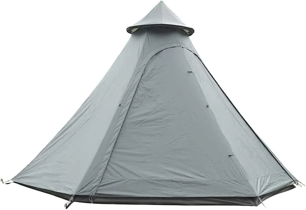 Waterproof Camping Pyramid Teepee Tent Adult Tipi Tent Waterproof Double Layers Indian Tent Yurt Tent Tower Post Bell Tent for Outdoor Family Trip
