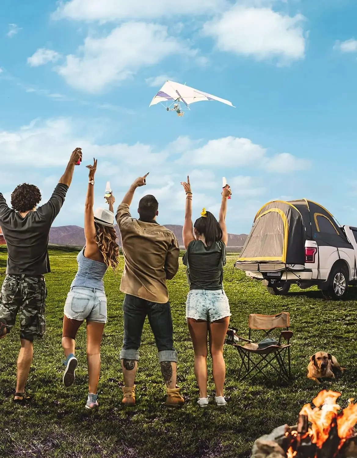 Waterproof Pickup Truck Tent - Double Layer, Fits 5.5’-6’ Beds, Sleeps 2, Portable Camping Tent