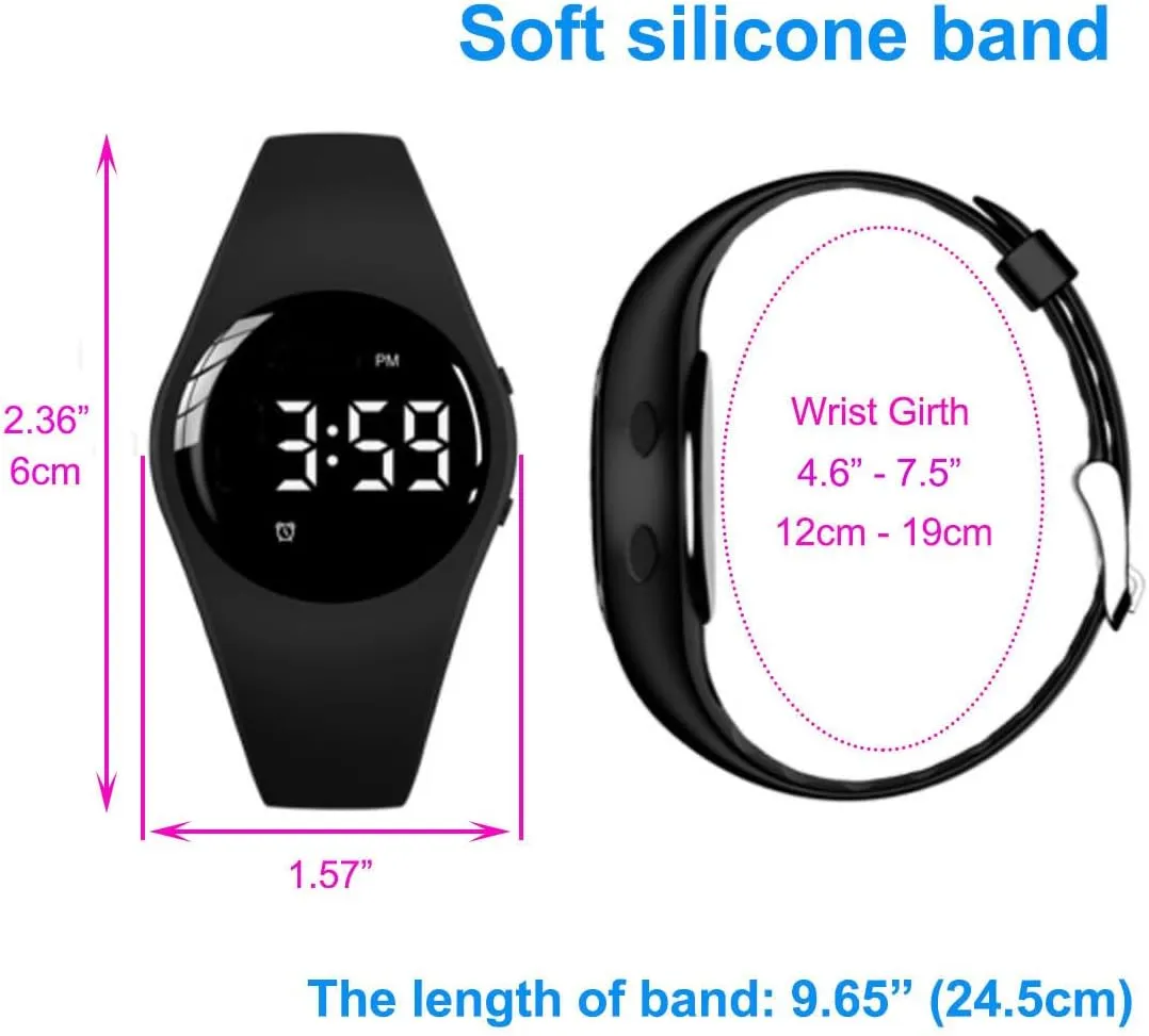 Waterproof Vibrating Alarm Watch Rechargeable 15 Alarm Reminder Watch Potty Training Watch with Lock Screen