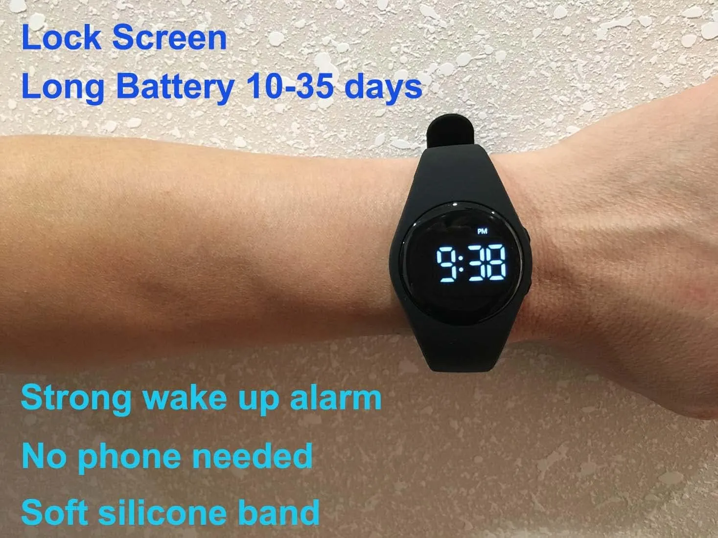 Waterproof Vibrating Alarm Watch Rechargeable 15 Alarm Reminder Watch Potty Training Watch with Lock Screen