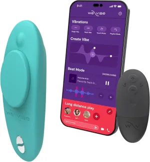 We-Vibe Moxie Wearable Lay On Panty Vibrator | Remote & App Control Vibrating Sex Toy for Couples | Clitoral Stimulator with 10 Intensity Levels | Adult Sexual Pleasure Tools | Waterproof | Aqua