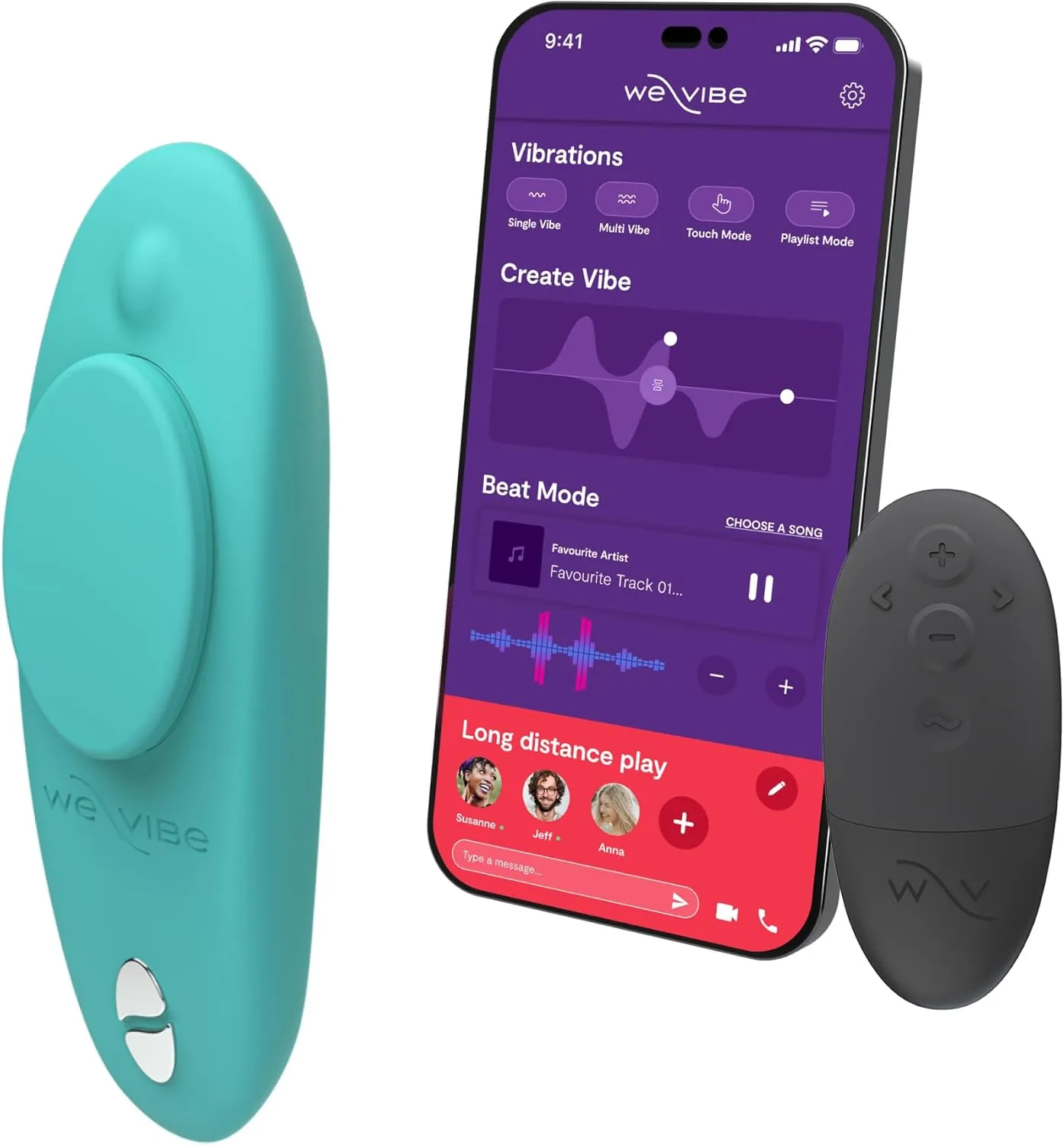 We-Vibe Moxie Wearable Lay On Panty Vibrator | Remote & App Control Vibrating Sex Toy for Couples | Clitoral Stimulator with 10 Intensity Levels | Adult Sexual Pleasure Tools | Waterproof | Aqua