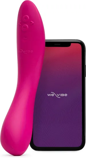 We-Vibe Rave 2 G Spot Vibrator | App Controlled G-Spot Stimulator Vibrator Dildo | Adult Sex Toy for Women & Couples | Personal Massager with 10 Vibration Modes | Waterproof & Rechargeable | Pink