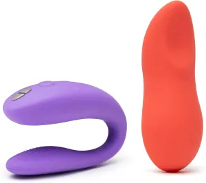 We-Vibe Sync Go Purple C-Shaped Couples Vibrator Travel Edition & Touch X Coral Powerful Mini Massager Vibrator - Couples Sex Toys Bundle