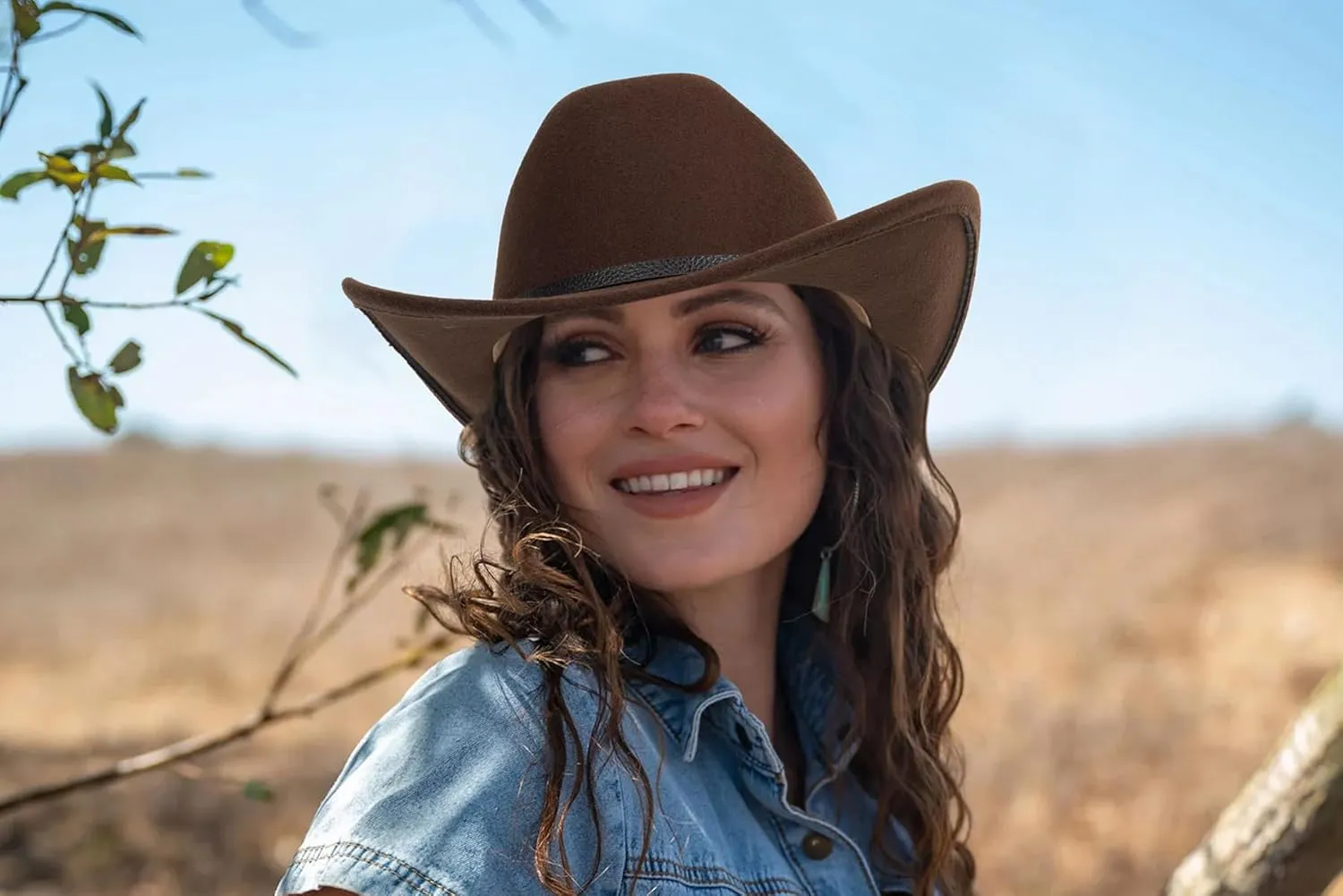 Western Cowboy Hat for Men Women Classic Roll Up Fedora Hat with Buckle Belt(Size:M-L)