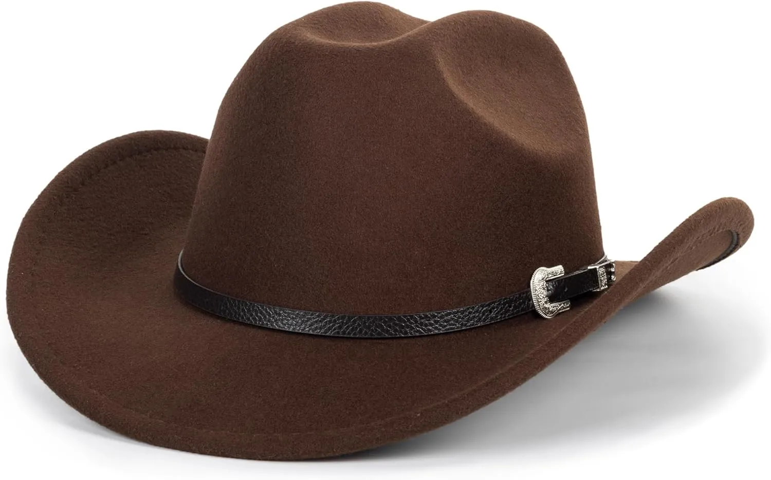 Western Cowboy Hat for Men Women Classic Roll Up Fedora Hat with Buckle Belt(Size:M-L)